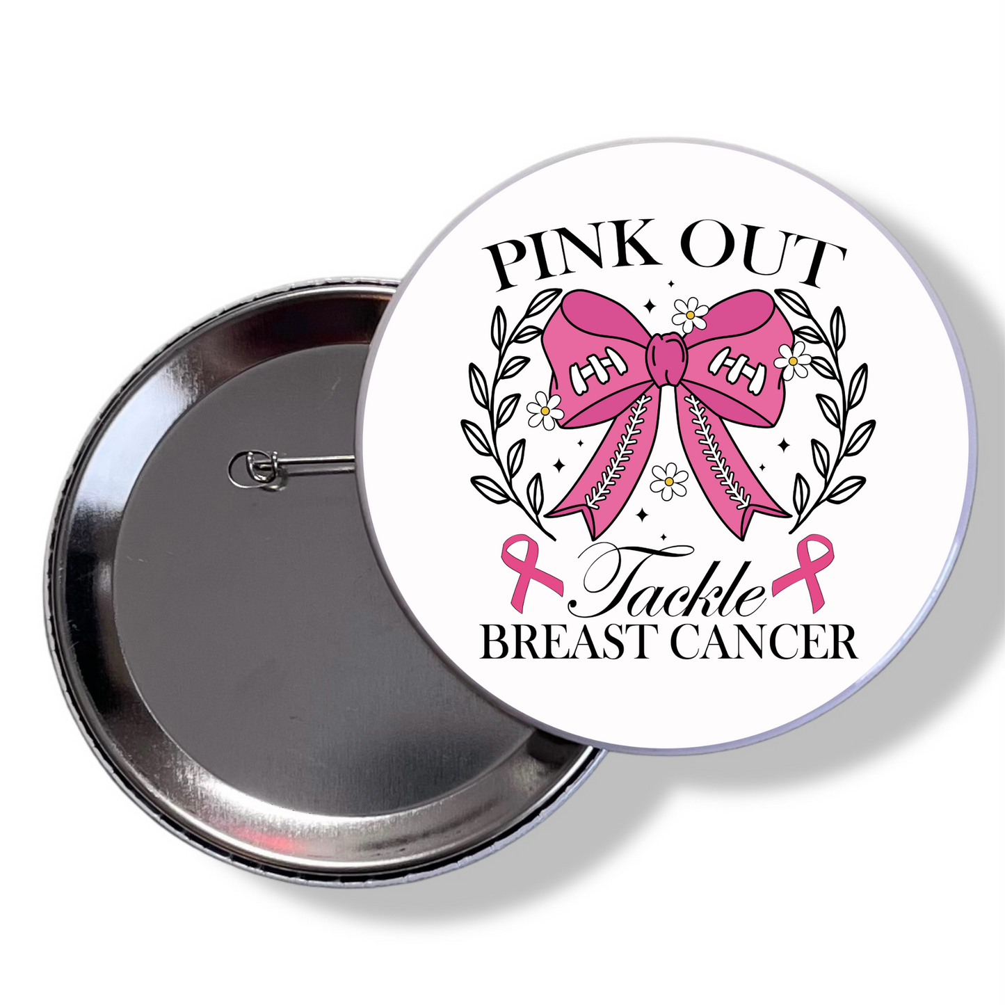 PINK OUT PIN BACK BUTTON