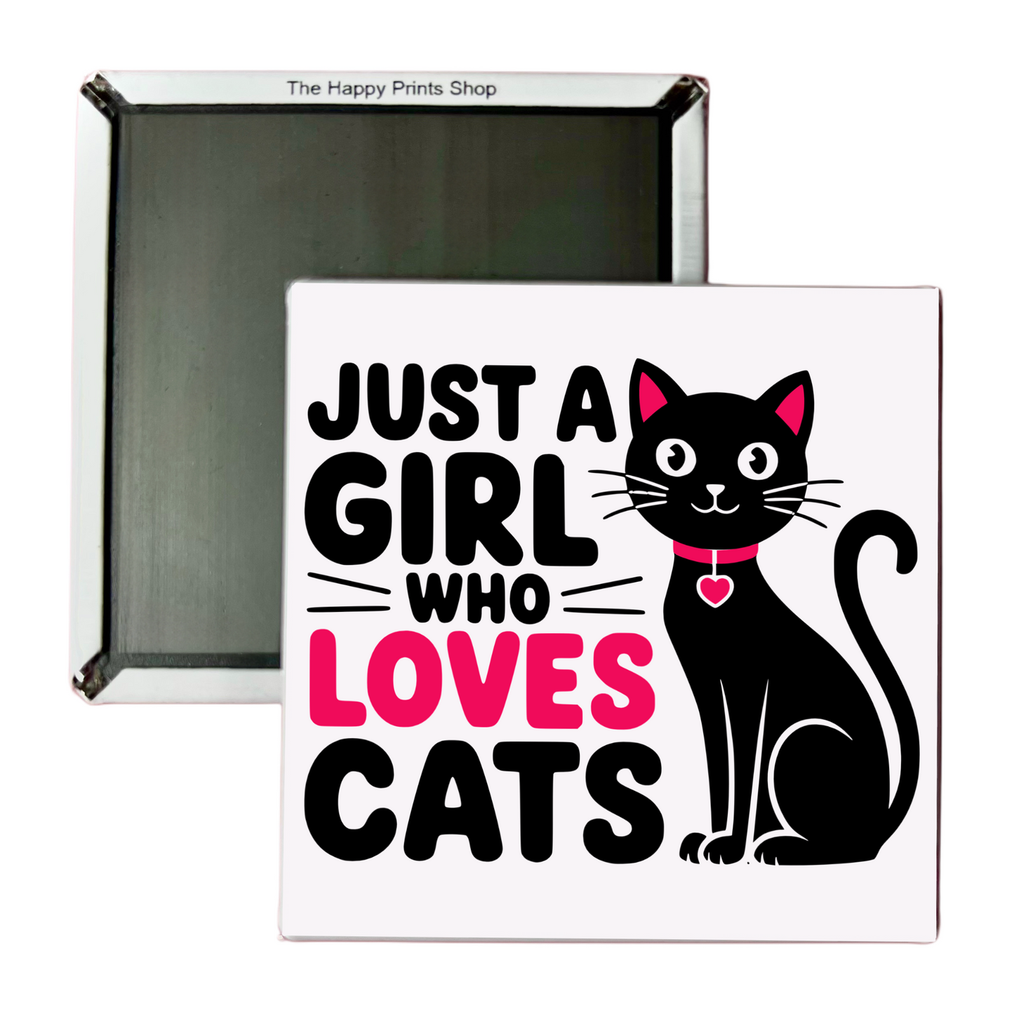 GIRL WHO LOVES CATS 2X2 MAGNET