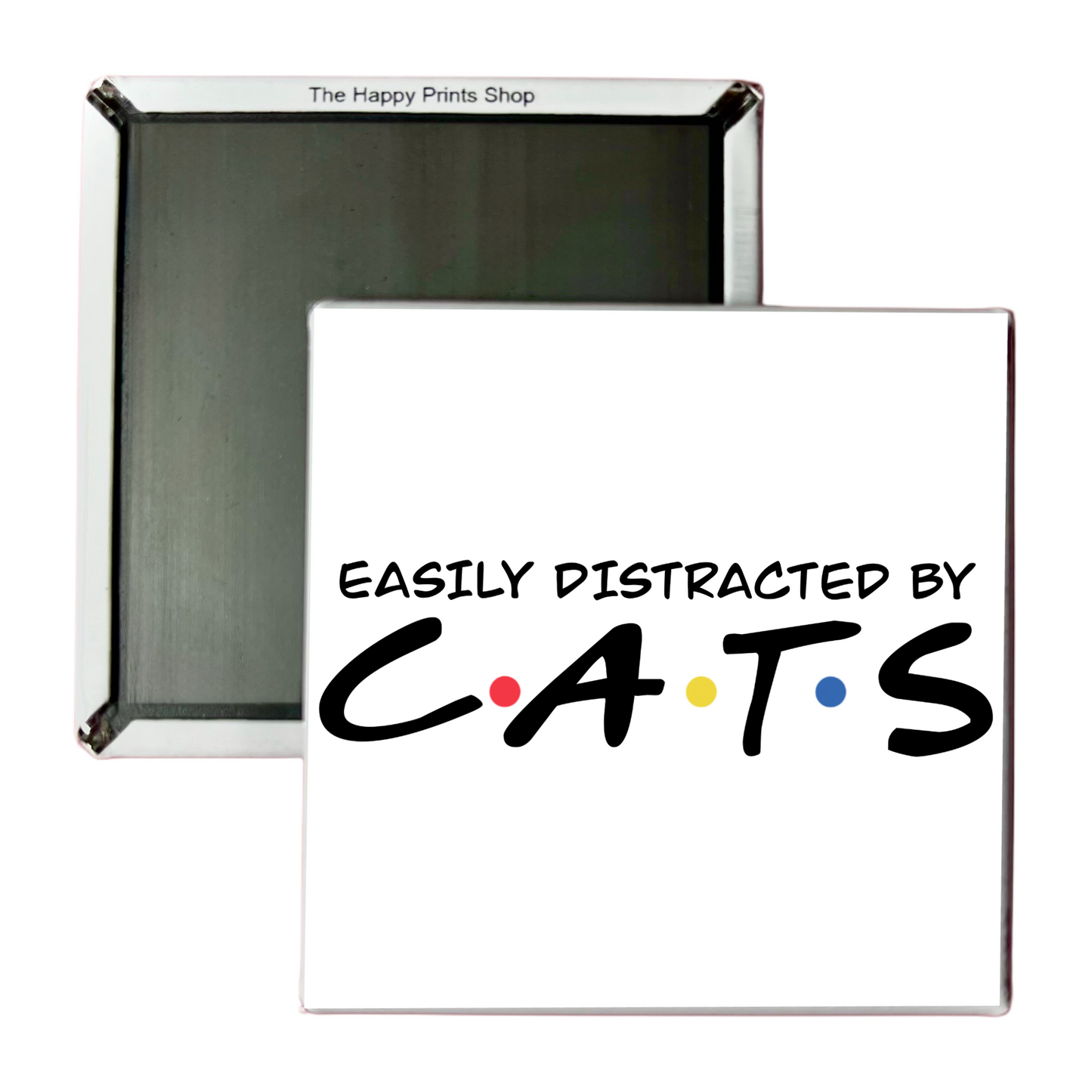 EASILY DISTRACTED BY CATS 2X2 MAGNET