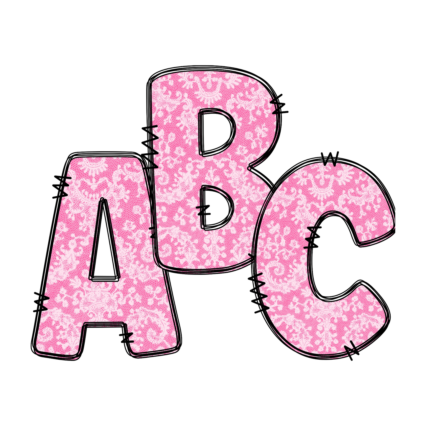 Pink Lace Alphabet Magnets