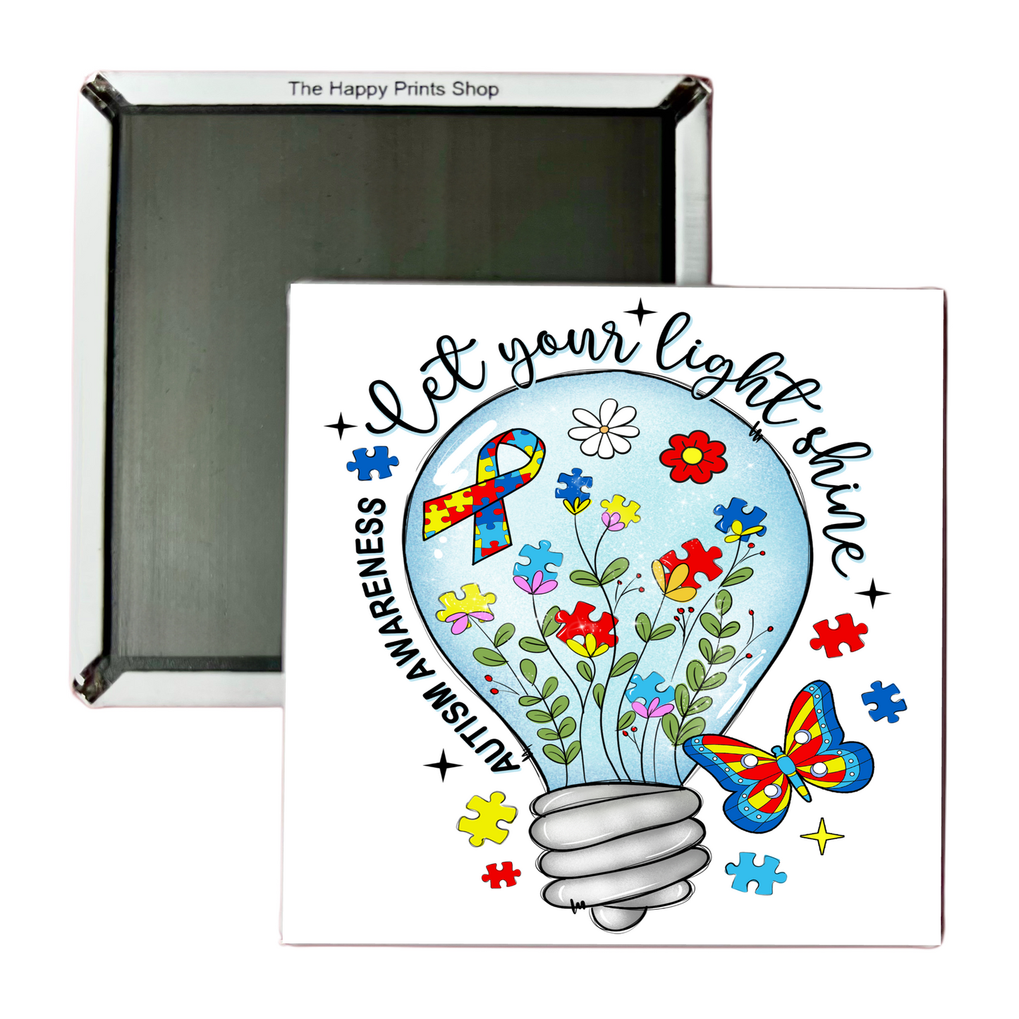 LET YOUR LIGHT SHINE AUTISM AWARENESS 2X2 MAGNET