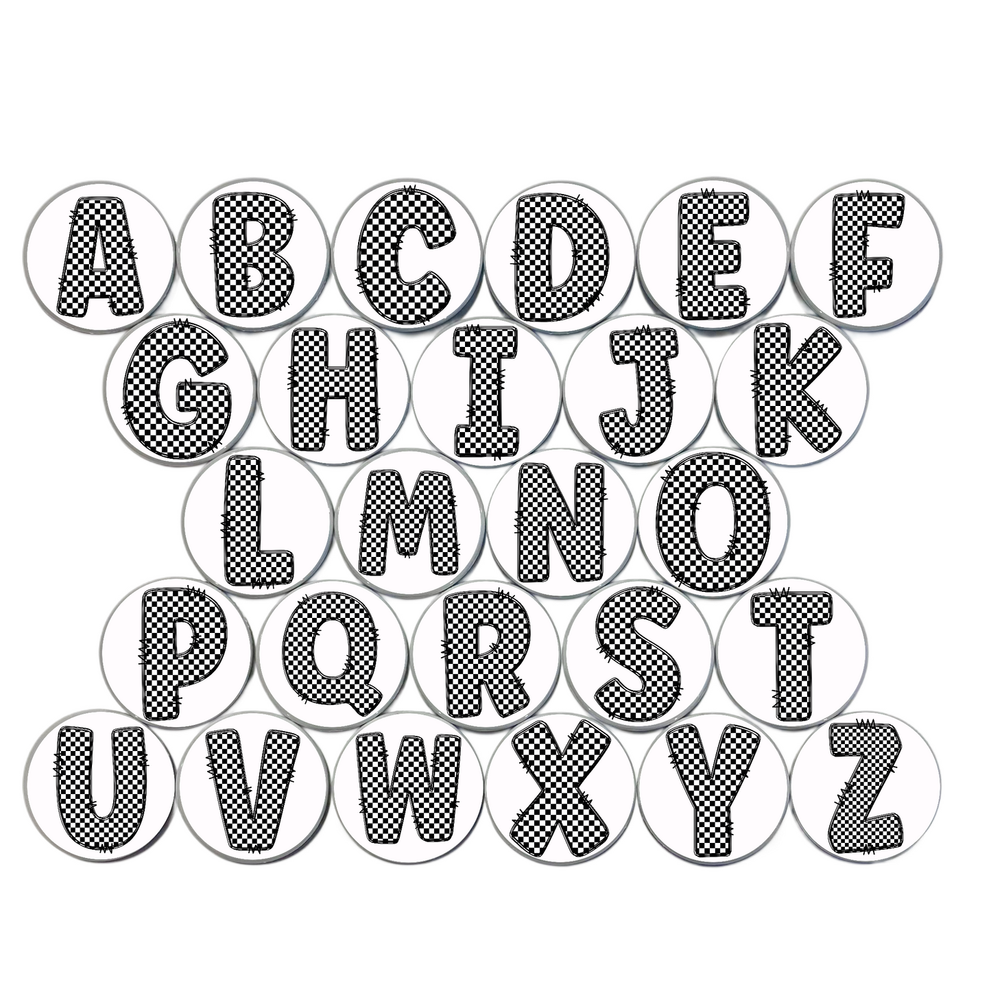 Checkered Alphabet Magnets
